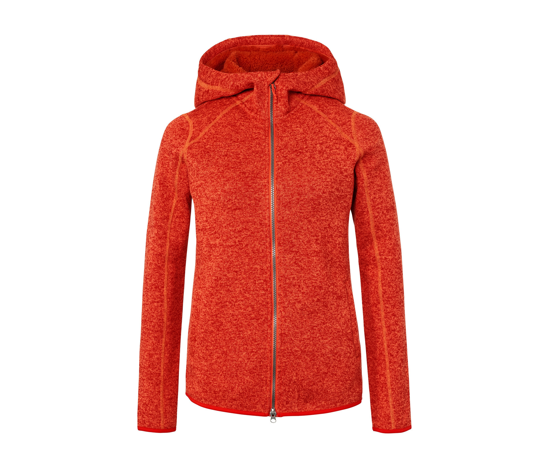 Kapuzen-Strickfleecejacke - Damen - Gr. M - orange - orange