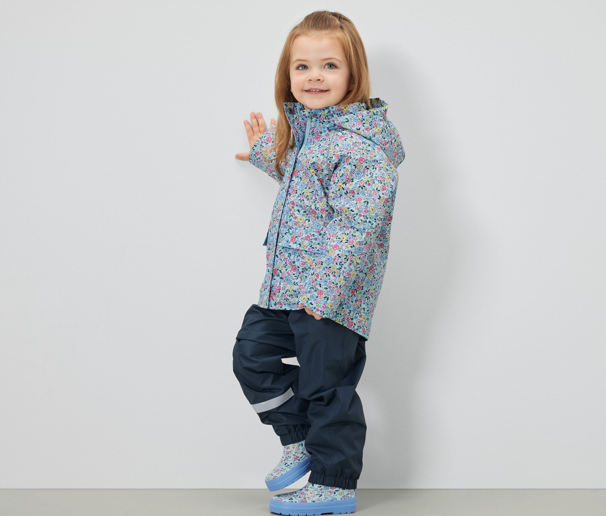 Thumbnail - Tchibo - Kinder-Regenjacke - Baby - Gr. 74/80 - hellblau/geblümt