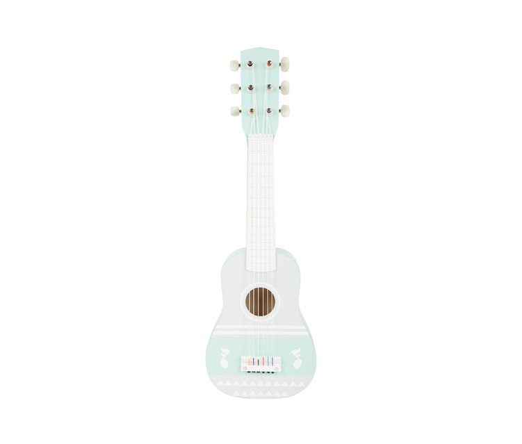 Hellblaue Kindergitarre small foot Musik-Set »Pastell« mit weißem Griffbrett und farbigen Stimmwirbeln.