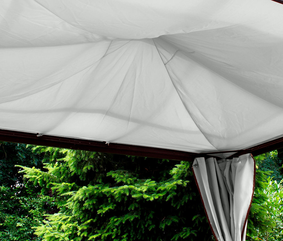 Blick von innen in den hellgrauen Profi-Pavillon, 300 x 365 cm.