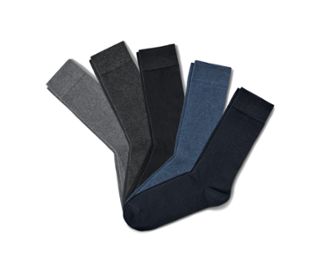 1x schwarz, 1x anthrazit meliert, 1x dunkelblau, 1x grau meliert, 1x blau meliert