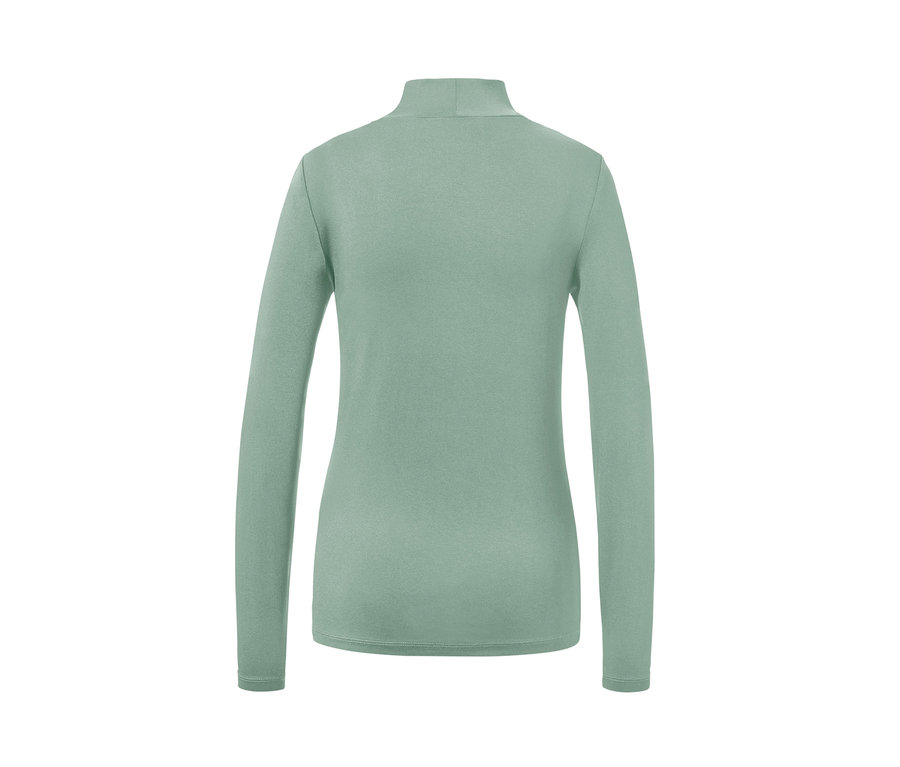 Rückansicht des grünen Langarmshirts.