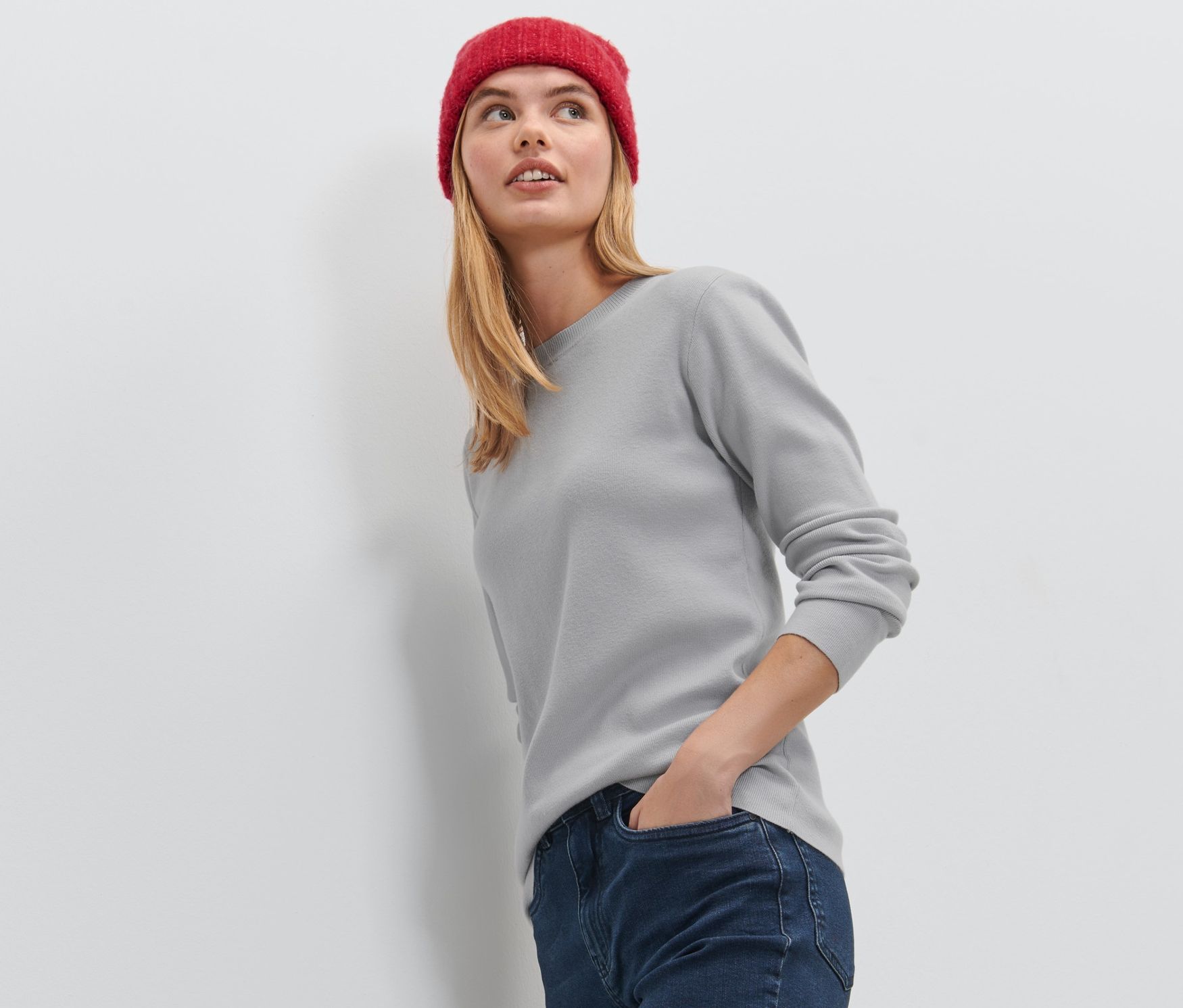 Thumbnail - Tchibo - Strickpullover - Damen - Gr. L - hellgrau
