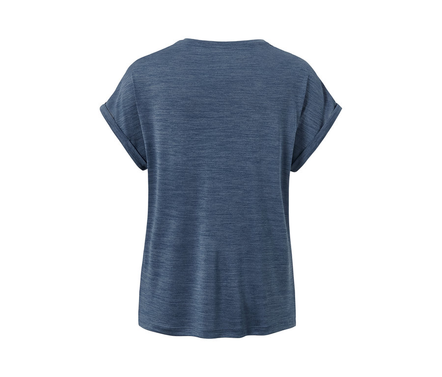 Dunkelblaues Funktionsshirt mit hochgekrempelten Ärmeln.