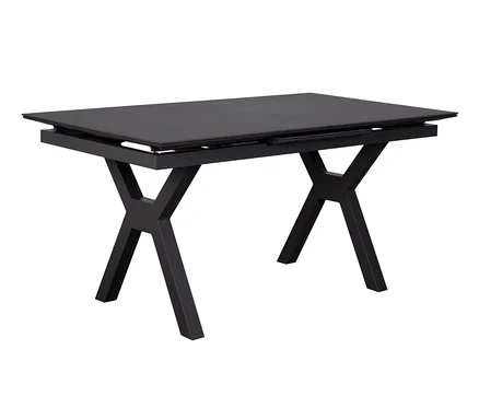 deVries Alu Ausziehtisch, 160/210, steingrau, schwarzer Ausziehtisch
