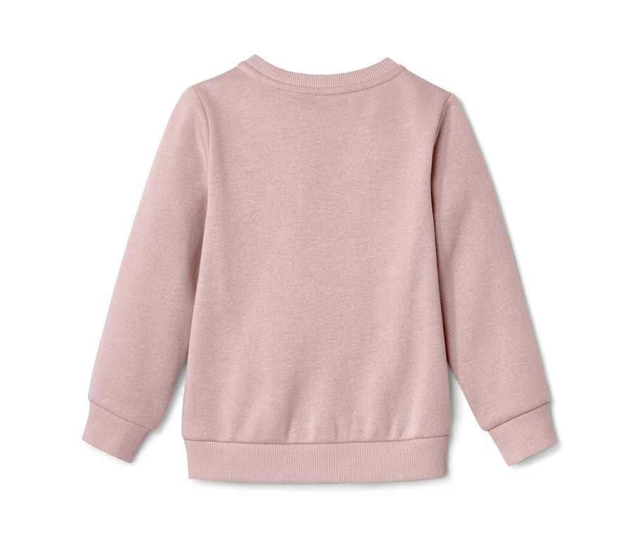 Rosa Kinder-Sweater, Einhorn Motiv, Rückansicht.