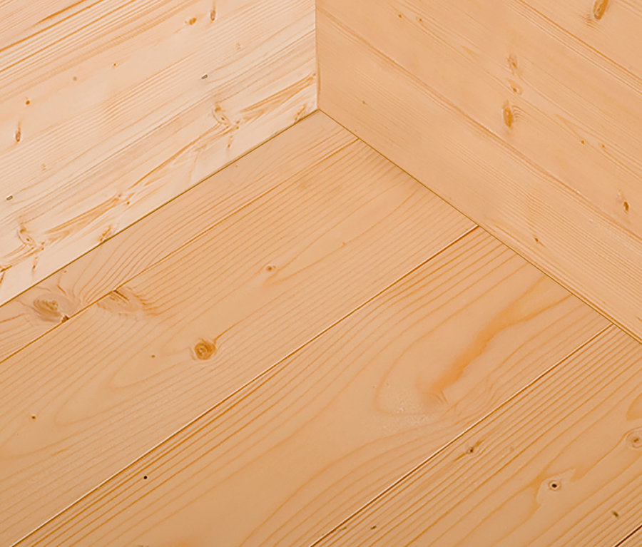 Detail einer Ecke des WEKA Design-Gartenhauses »Monza«, 44 mm.