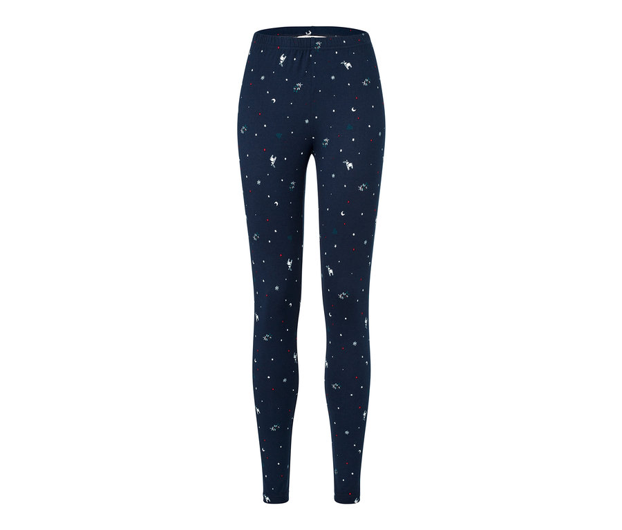 Marineblaue Kuschelige Leggings mit Weihnachtsmuster.