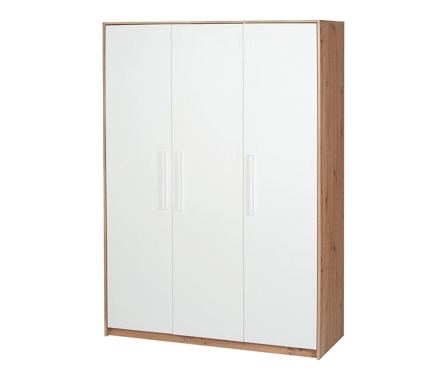 Schardt 3-Türen-Schrank »Pepe« mit weißen Türen und Holzrahmen.