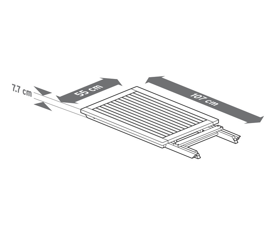 Die Maße des Klapptischs »Lenja« sind 7,7 cm x 55 cm x 107 cm.