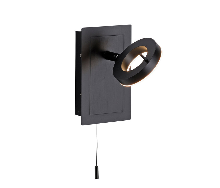 Eine schwarze Paul Neuhaus LED-Wandleuchte »Sileda« vor einem weißen Hintergrund.