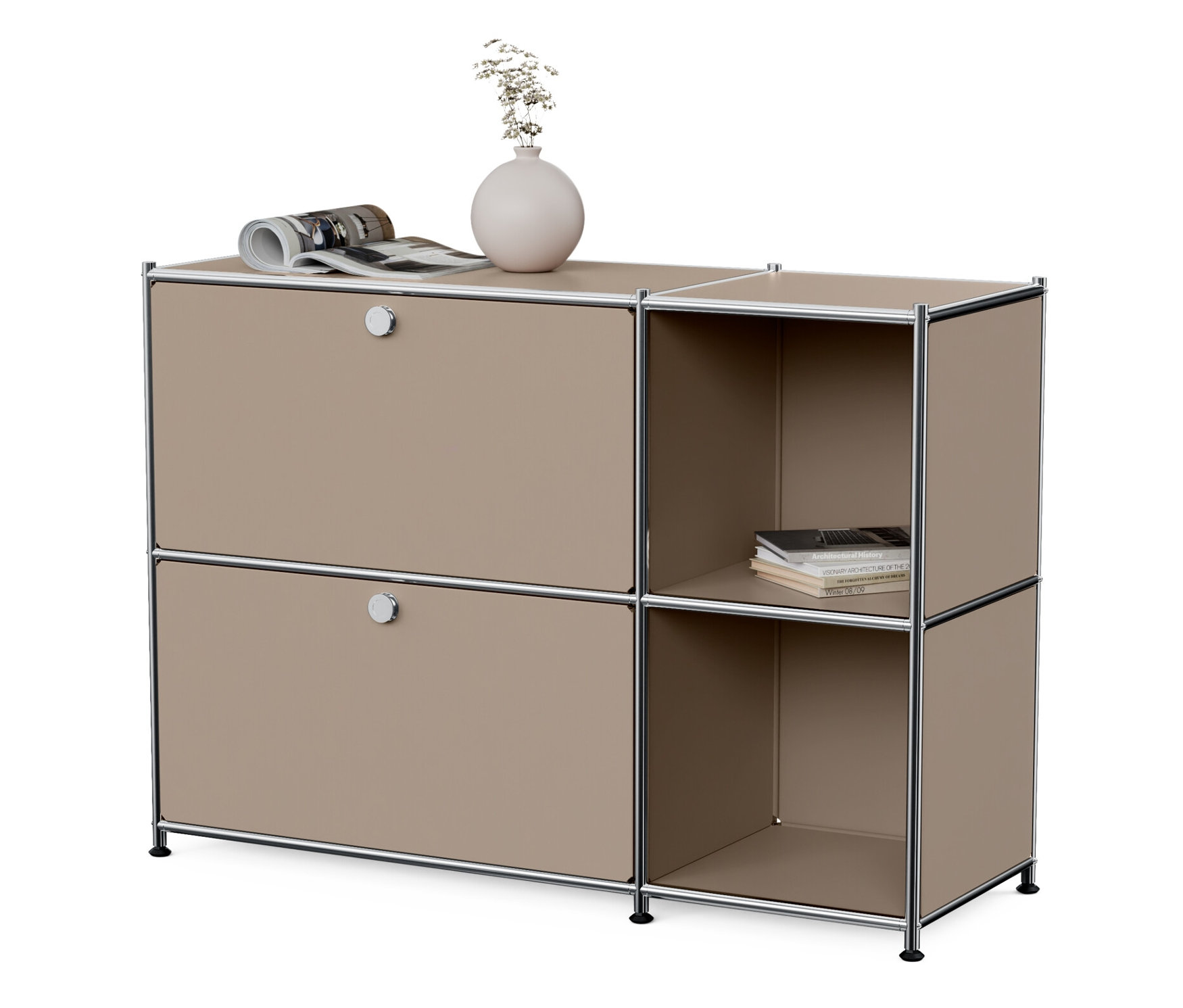 Tchibo - Sideboard Metall »Cn3« mit 2 Klappenfächern - 116x40x85,5cm - taupe -