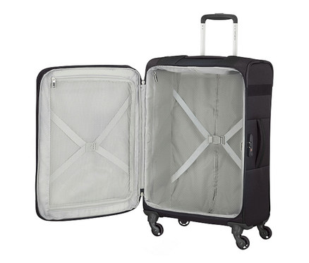 Geöffneter schwarzer Samsonite CITYBEAT SPINNER, mittel.