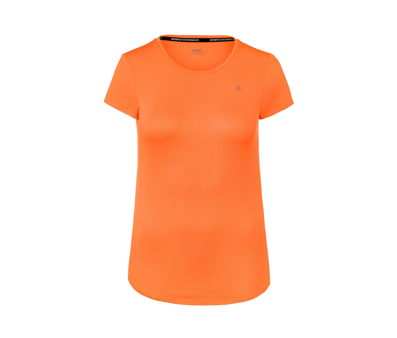 Orangefarbenes Funktionsshirt.