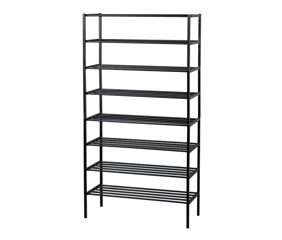Schwarzes Woood 8 Schuhregal »Ferro« aus Metall.