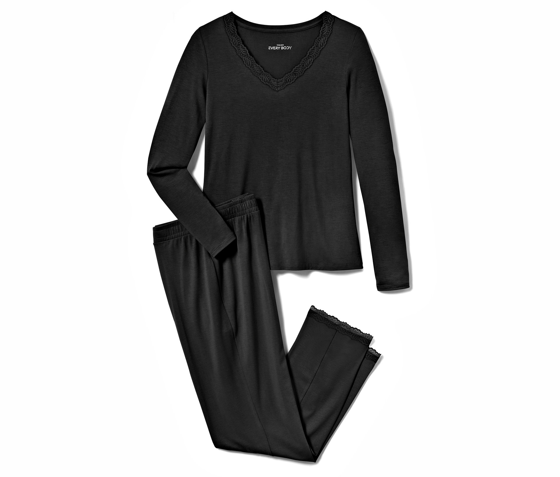 Pyjama - Damen - Gr. S - schwarz - schwarz
