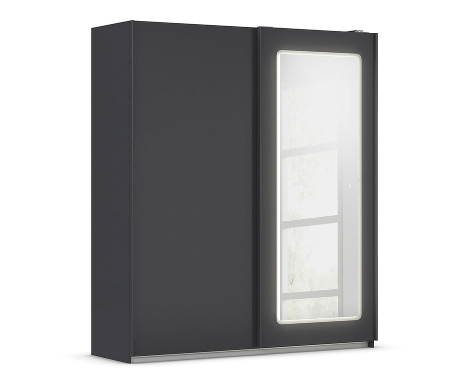 Grauer Rauch Schwebetürenschrank »Abraxxas« mit dimmbarer Spiegelbeleuchtung, 2-türig.