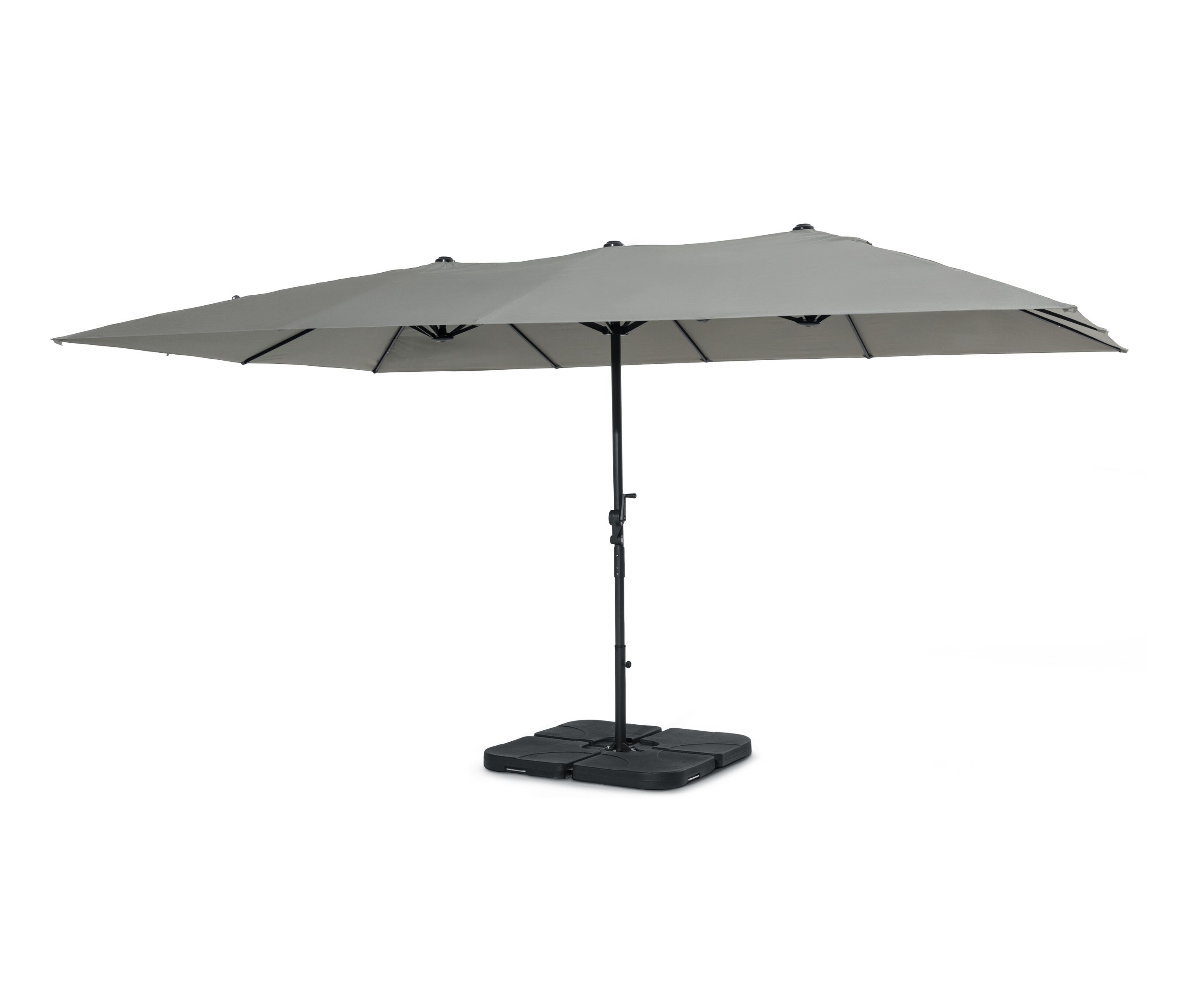 Leco Doppel-Sonnenschirm - 158x16x45cm - hellgrau - Aluminium / Polyester / Stahl