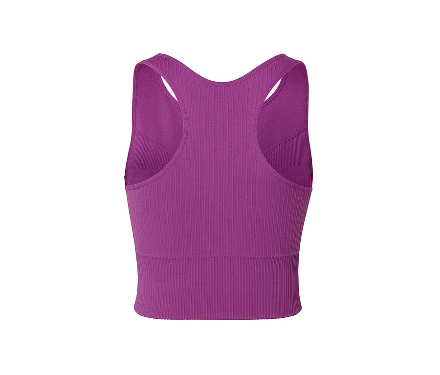 Detailaufnahme eines lila Seamless-Sport-Bralette.