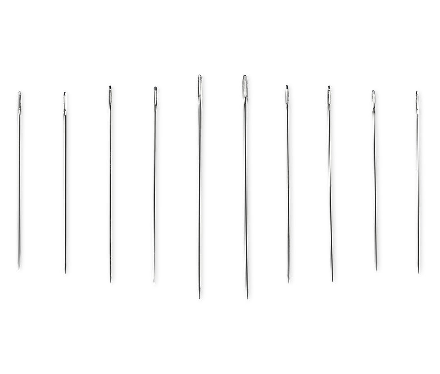 Eine Reihe Nähmaschinen- und Nähnadel-Sets.