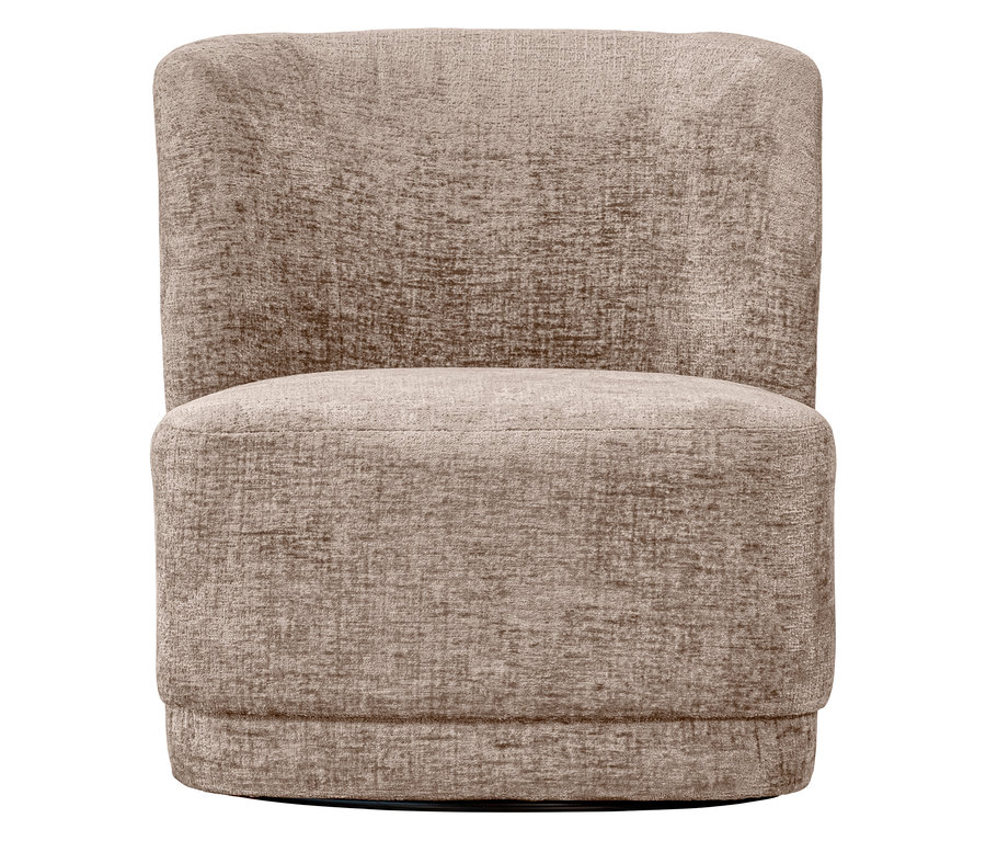 Frontansicht des sandfarbenen Woood Drehsessels »Atty«.