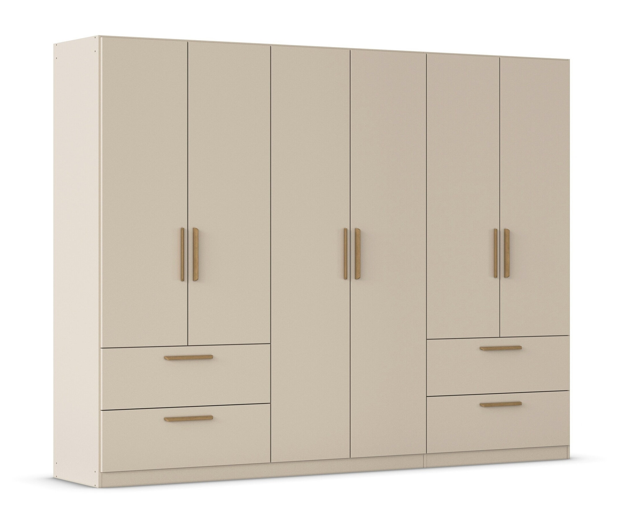 Rauch Drehtürenschrank "Skandi" 6-türig Mit Vier Schubladen - 271x54x210cm - Beige - Holz