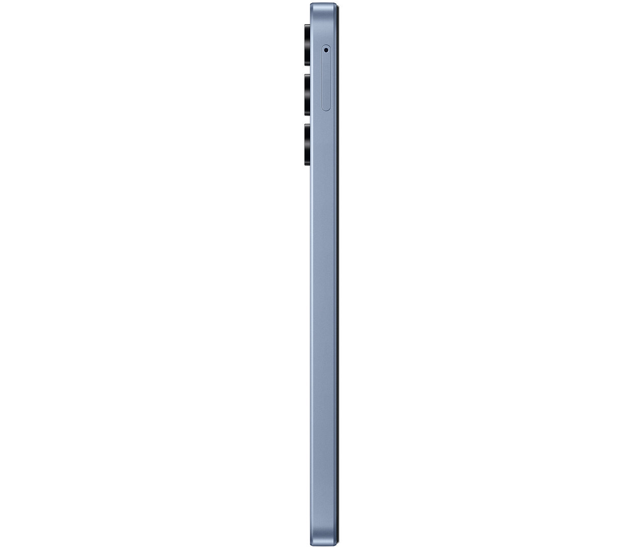 Seitenansicht eines blauen Telefons. Samsung Galaxy A15 5G 128GB blue.