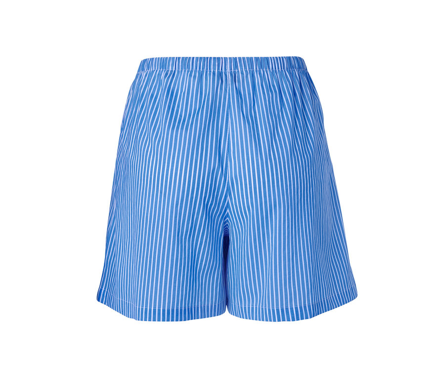 Blaue Web-Shorts mit weißen Streifen.