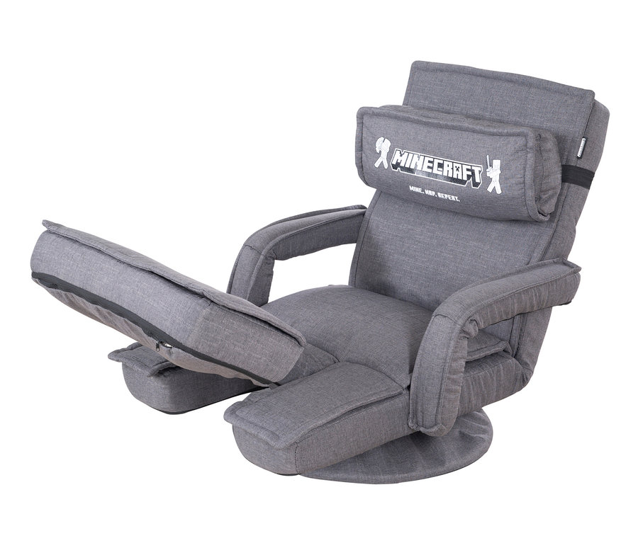 Grauer roba Minecraft Loungesessel mit Beinen und Armlehne.