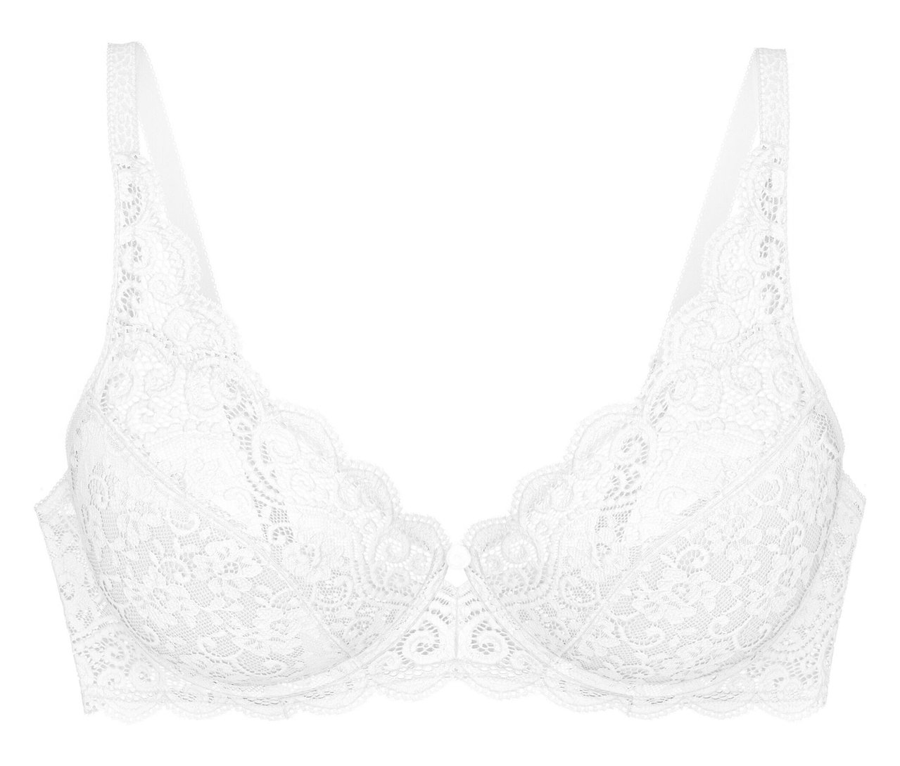 Weißer Triumph Amourette W BH aus Spitze mit gewelltem Rand.