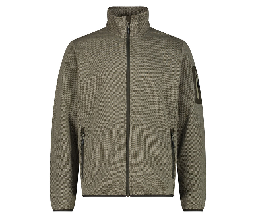 Grüne Fleecejacke mit Reißverschluss.