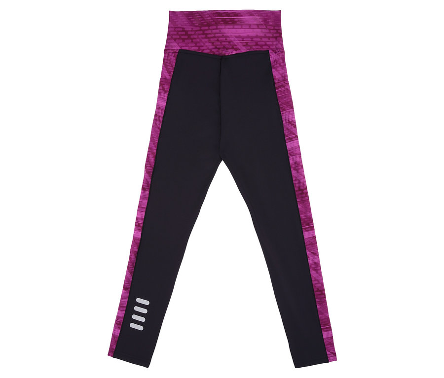FILA Damen-Sportleggings in Schwarz mit pinkfarbenen Akzenten an Bund und Seiten.
