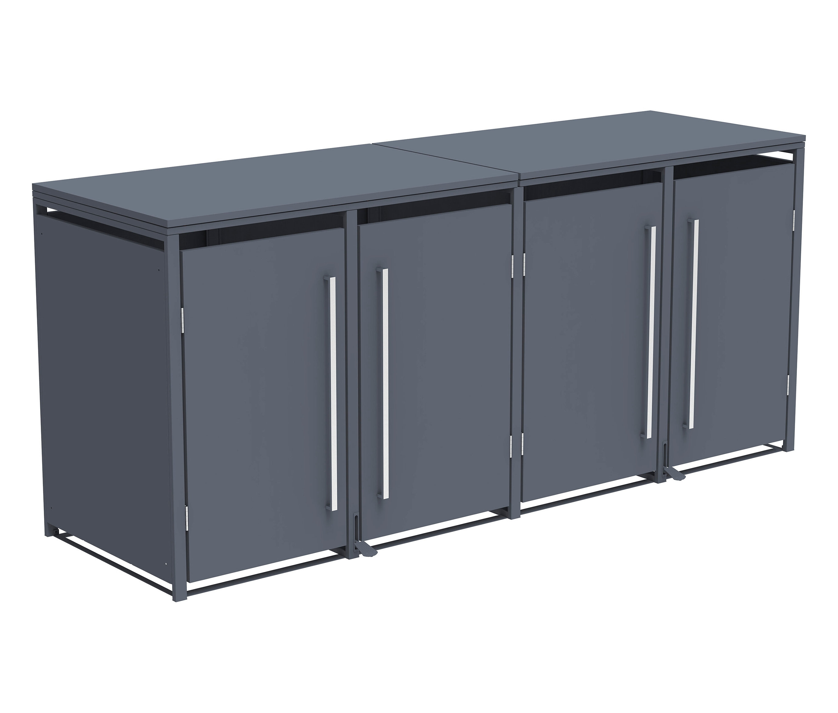 Tchibo - Mülltonnenbox Mit Trethebel Für 4 Mülltonnen á 240 L - 265x80x116cm - Anthrazit - Stahl / Edelstahl