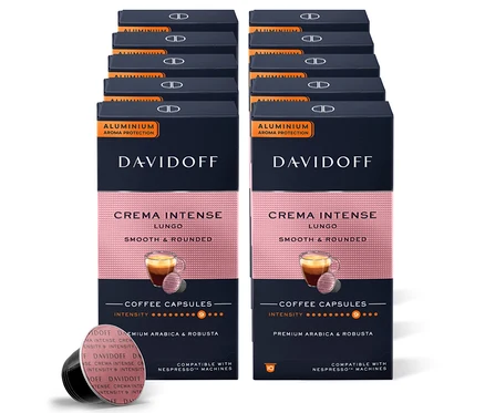 Stapel von DAVIDOFF CAFÉ Crema Intense Kapselpackungen.