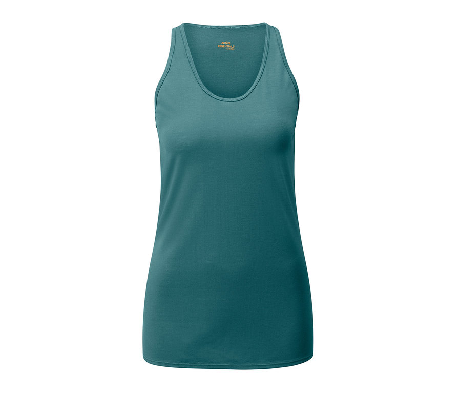 Grünes 2-in-1-Sportshirt auf weißem Hintergrund.