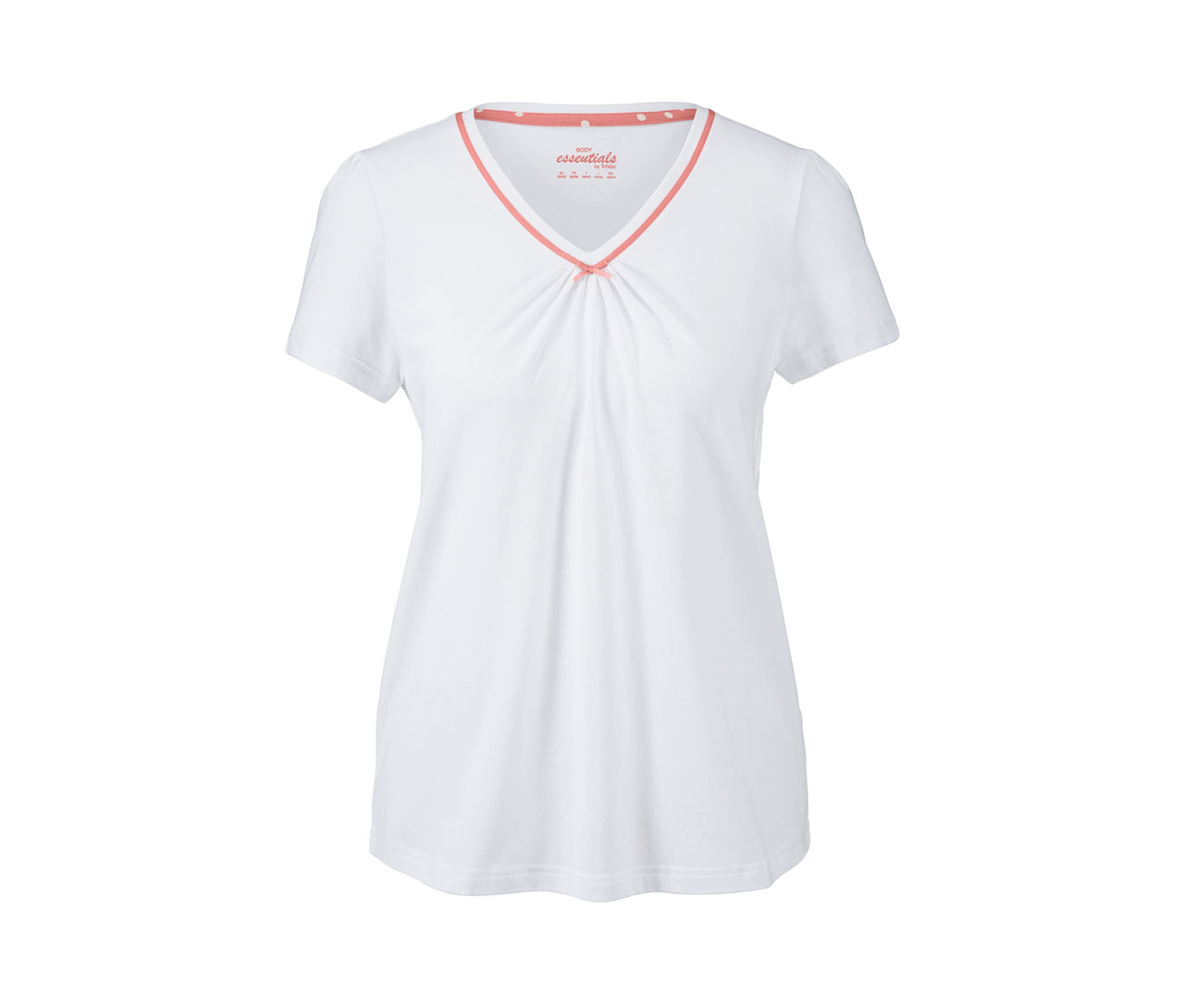 Weißer 3/4-Pyjama mit rosa V-Ausschnitt.