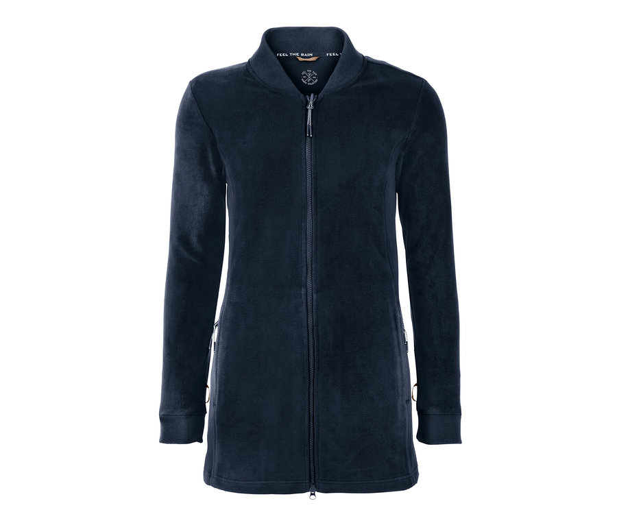 Beiger 3-in-1-Funktions-Outdoormantel mit Reißverschluss.