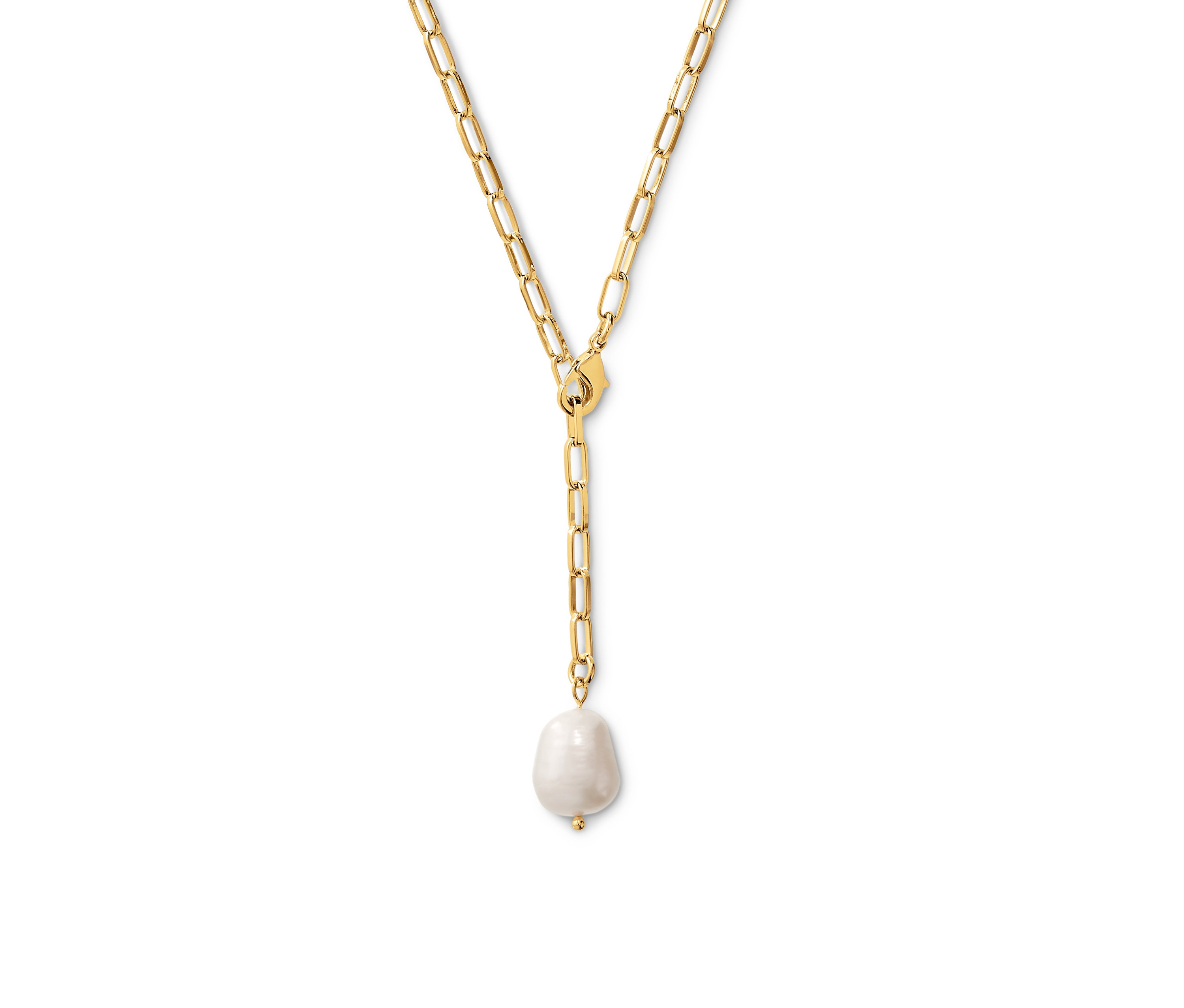 Goldene Kette mit Süßwasserzuchtperle.