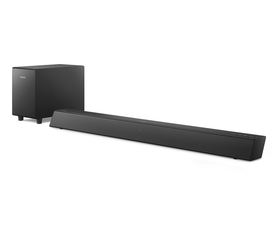 Schwarze Philips Soundbar 2.1 mit kabellosem Subwoofer »TAB5305«.