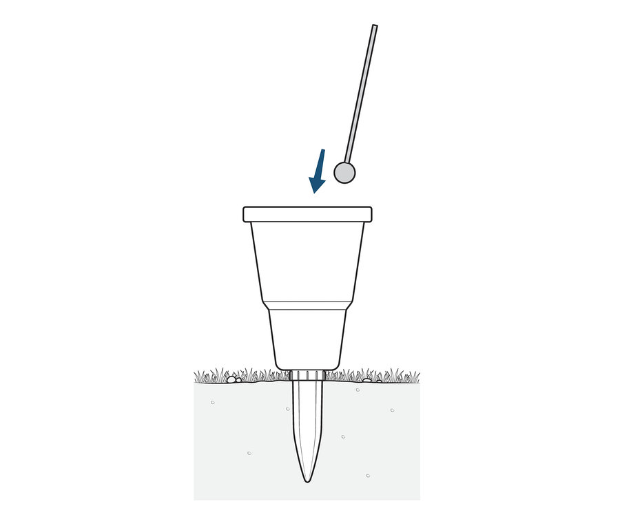 Illustration eines Aqua-Pot, 2er-Set, der in die Erde gesteckt wird.