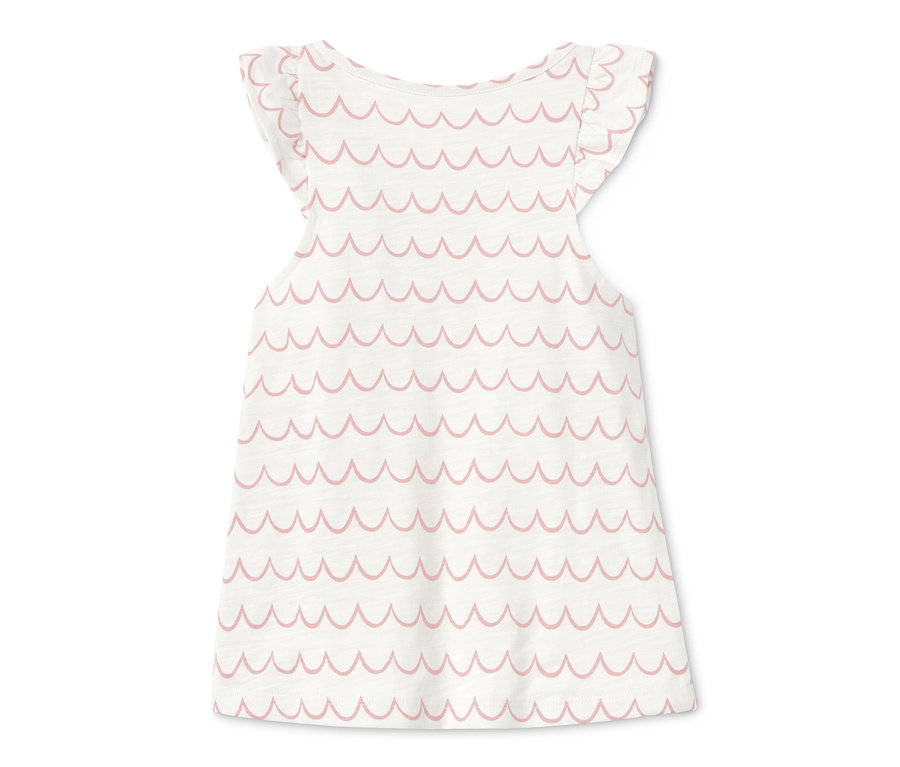 Detailansicht eines weißen Jersey-Shirts mit rosa Wellenmuster, 2er-Pack