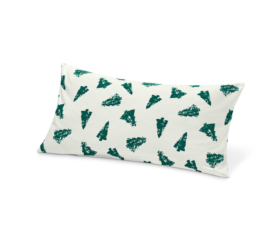 Weißer Kopfkissenbezug mit grünen Weihnachtsbäumen, 2 Stück.