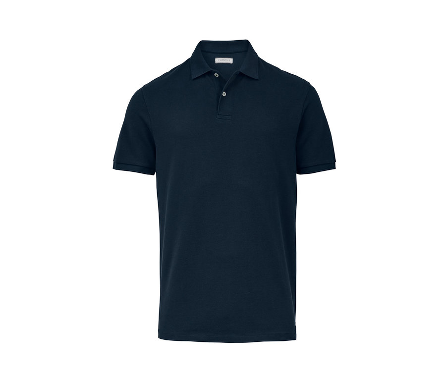 Dunkelblaues Piqué-Poloshirt.