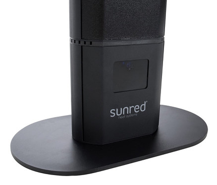 Nahaufnahme des Sunred Stand-Heizstrahlers »Royal Diamond Dark Velencia Lounge 3000 W« in Schwarz.