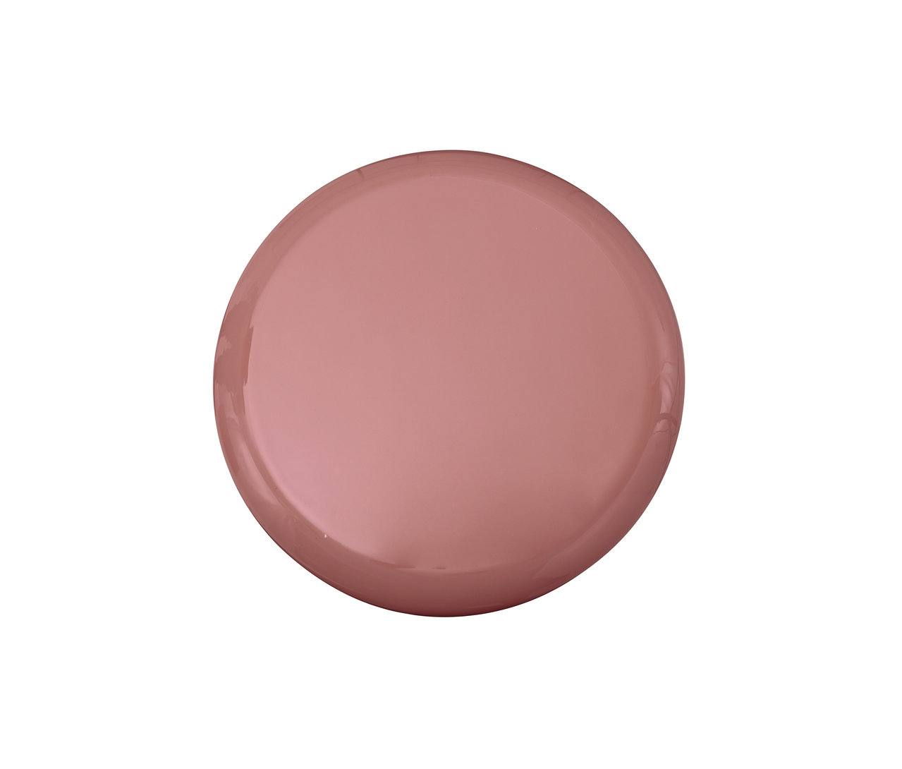 Nahaufnahme eines rosafarbenen »Art Deco 375« Beistelltisches von oben.