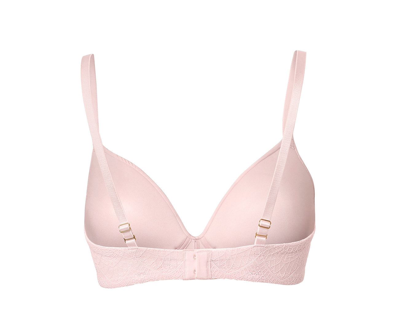 Detailaufnahme der Rückseite eines rosa Softschalen-BHs.