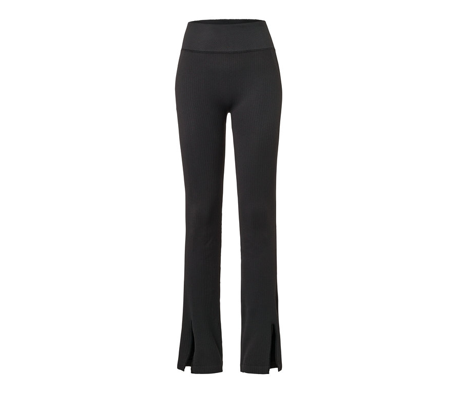 Schwarze Seamless-Flared-Sporthose mit Schlitz.