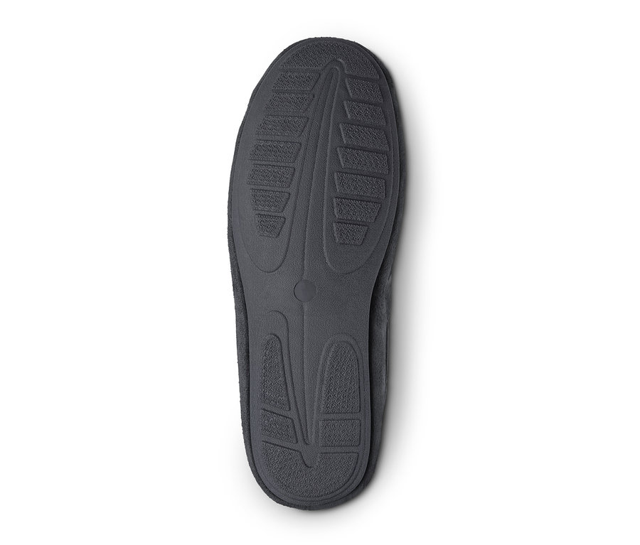 Detailaufnahme der Sohle eines Hausschuhs.