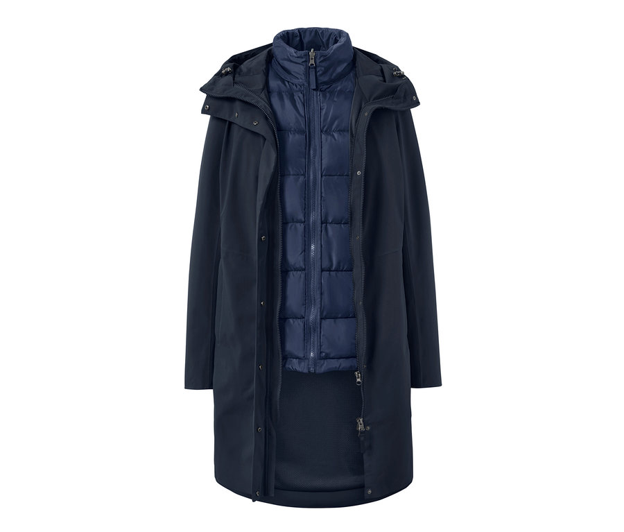 Blauer 3-in-1-Outdoormantel mit Weste.