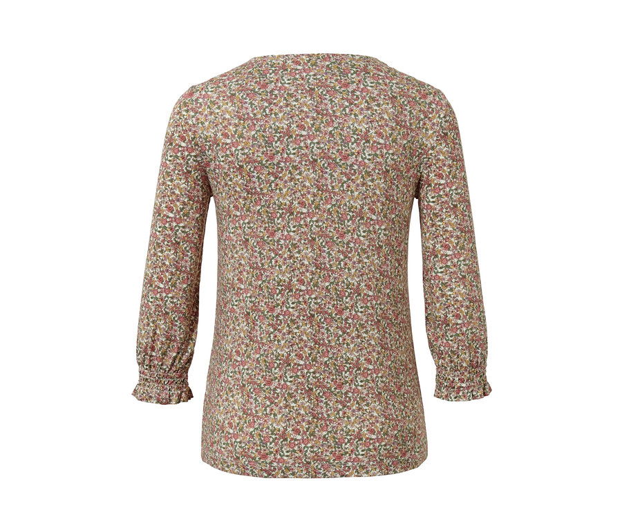 Blusenshirt mit 3/4-Arm mit Blumenmuster.